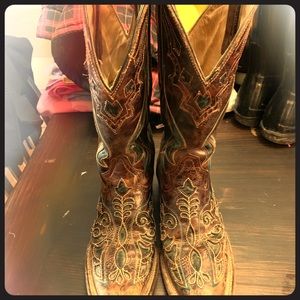 Women’s corral boots, turquoise inlay